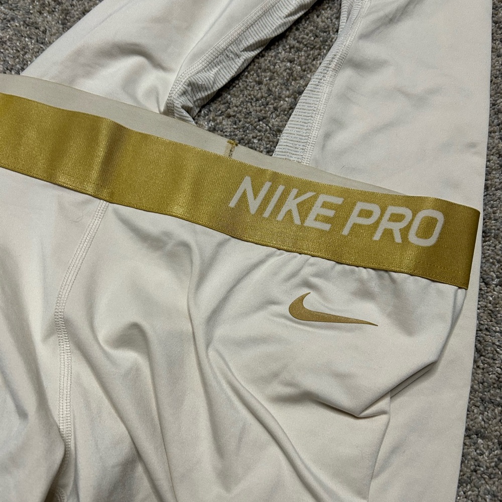 Nike Pro Dri-FIT Compression Leggings XXL White/Gold